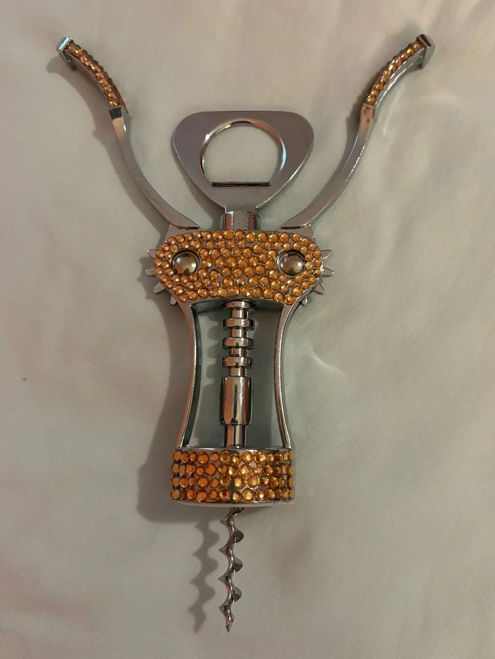 Crystal-Embellished Winged Corkscrew